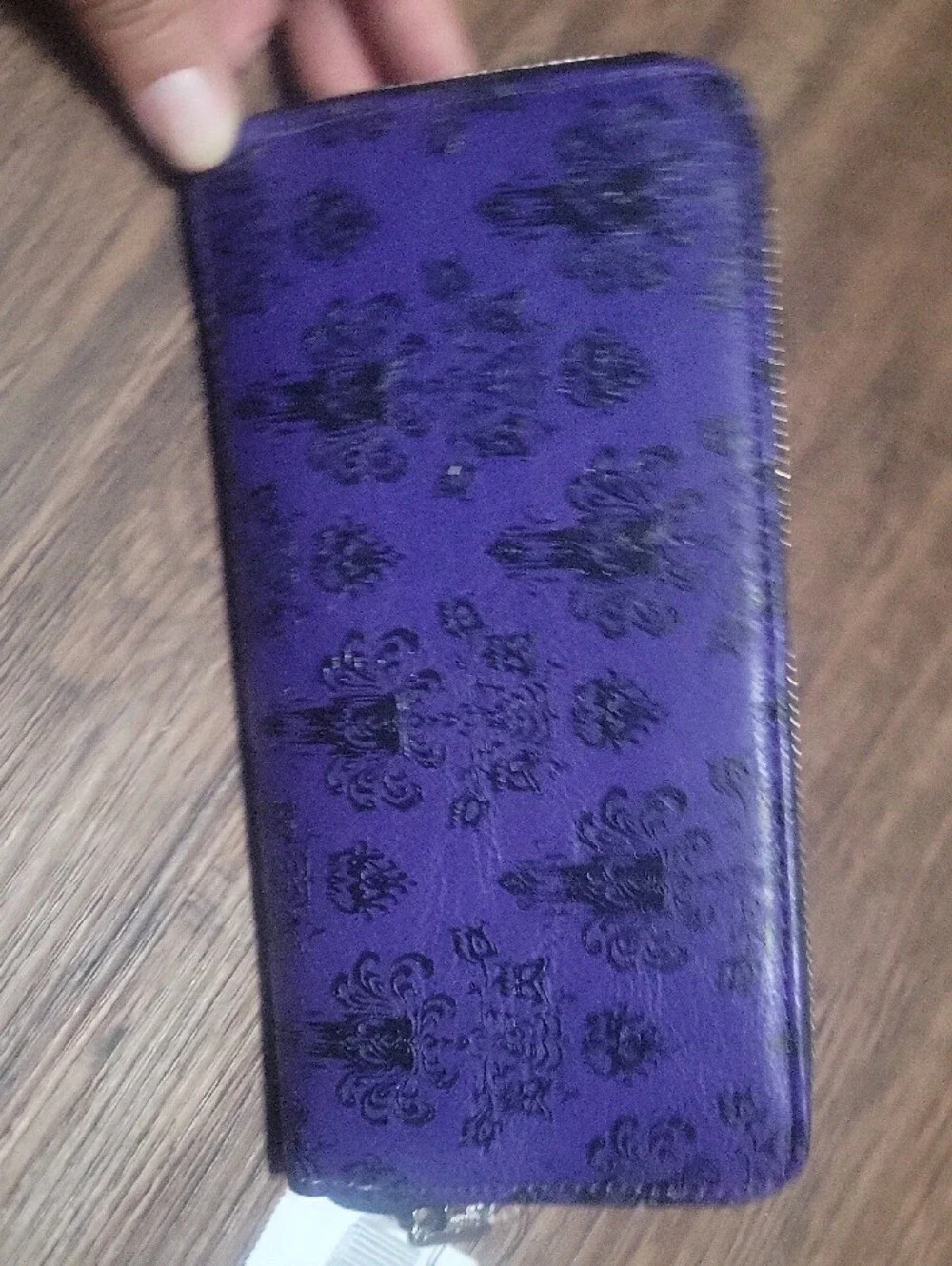 Loungefly HAUNTED MANSION Purple Zip Wallet with Embossed Disney Plaque NWT - Picture 5 of 7